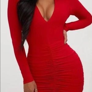 Shape Red Slinky Ruched Mini Dress